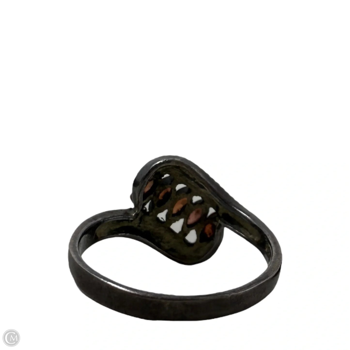 Art Deco Sterling Silver, Garnet & Marcasite Cocktail Ring, Size: 9