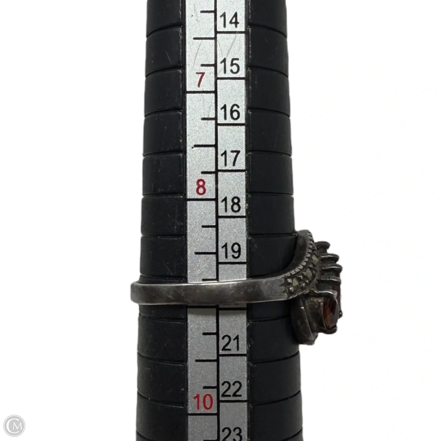 Art Deco Sterling Silver, Garnet & Marcasite Cocktail Ring, Size: 9