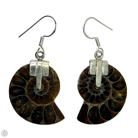 Sterling Silver & Ammonite Shell Dangle Earrings