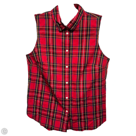 Top Sleeveless By J. Crew In Plaid Pattern, Size: S