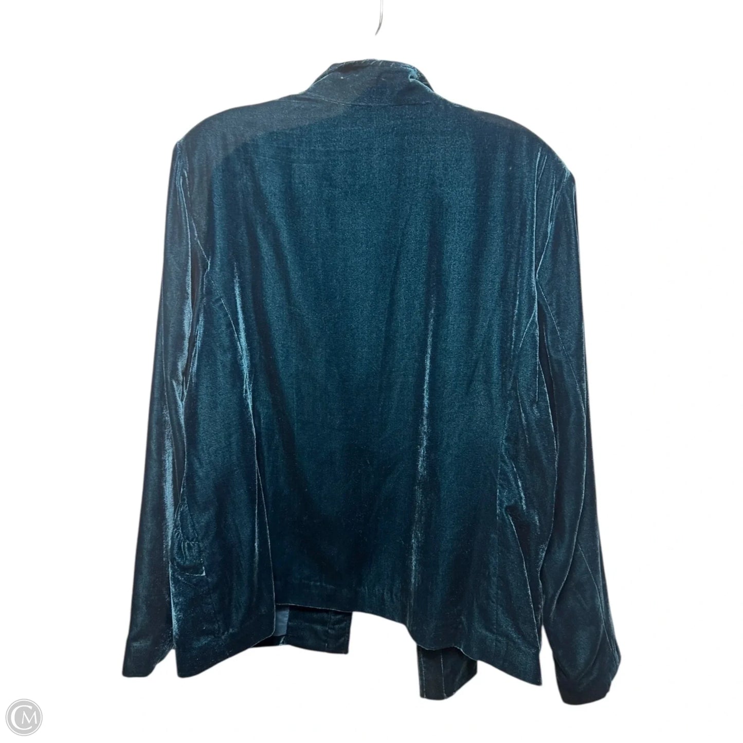 Velvet Blazer By Chicos In Teal, Size: 16
