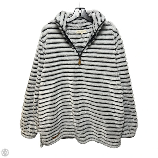 Fleece Jacket By Simply Southern In Black & White, Size: L