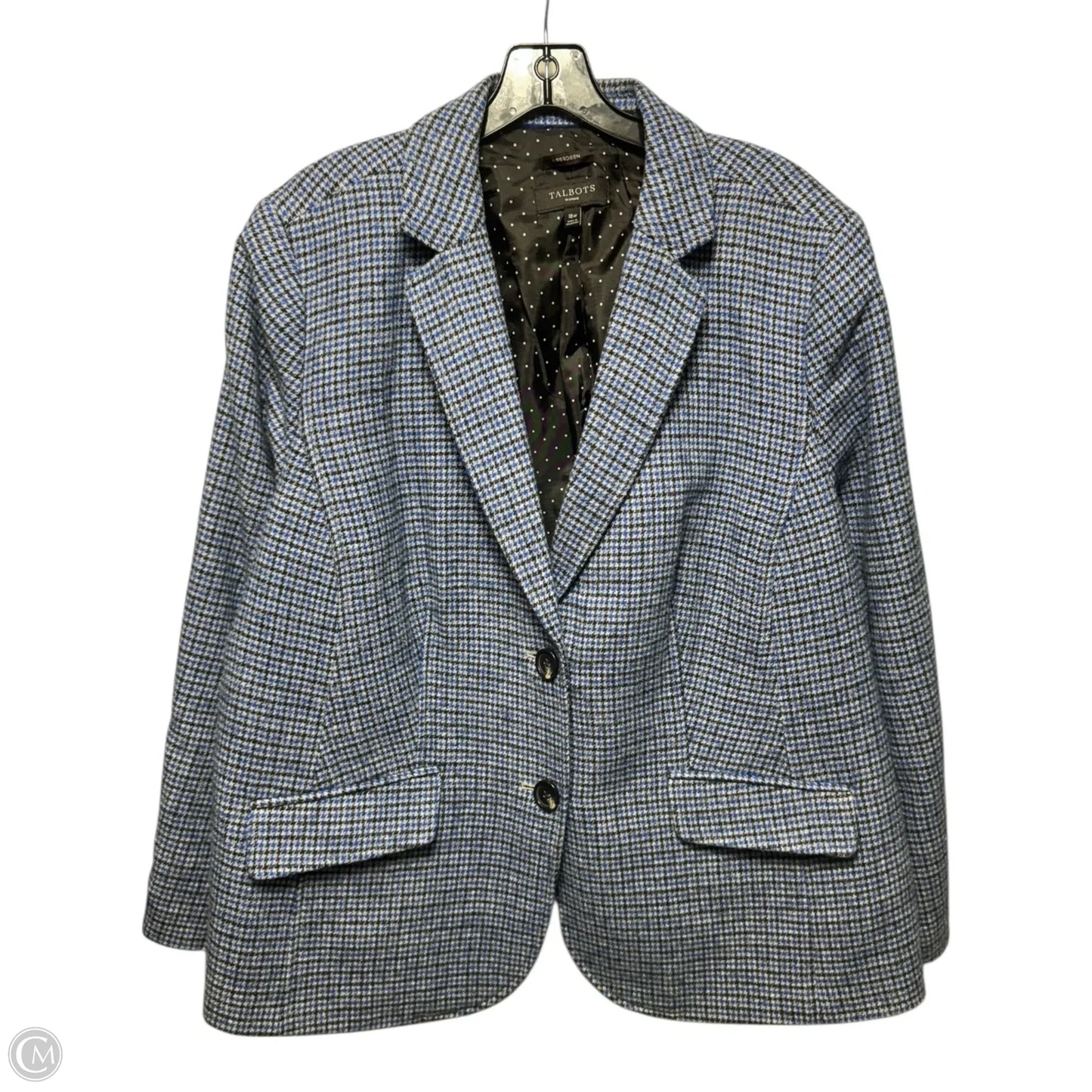 Wool Blend Blazer By Talbots In Plaid Pattern, Size: 18