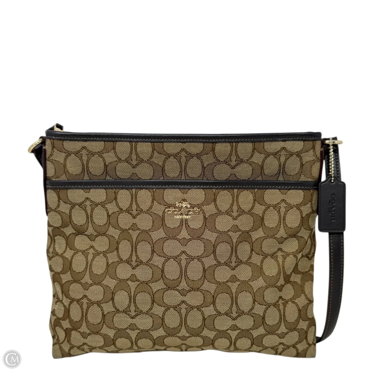 Signature Jacquard File Crossbody Designer By Coach, Size: Medium