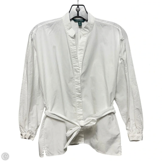 Tie-Waist Cotton Blouse By Lauren By Ralph Lauren In White, Size: Xsp