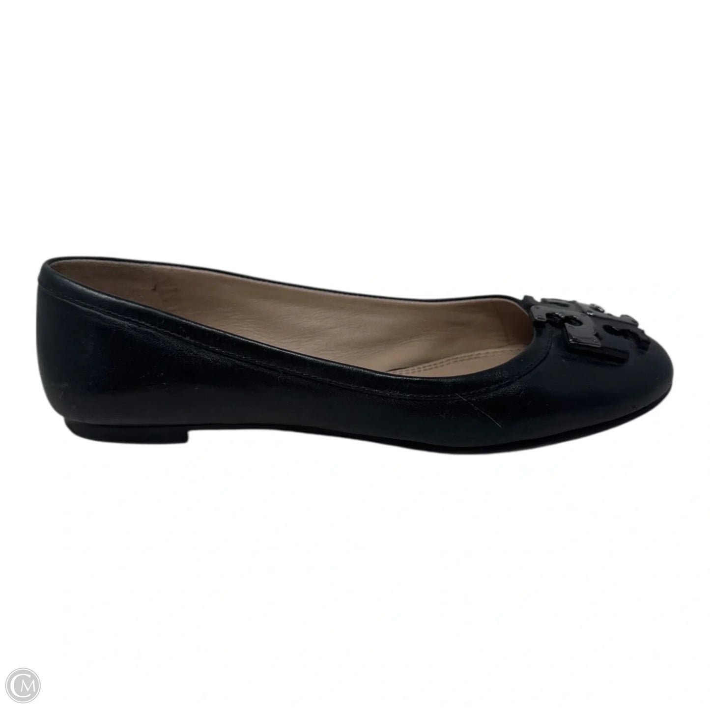 Logo Flats Shoes Designer By Tory Burch In Black, Size: 5.5
