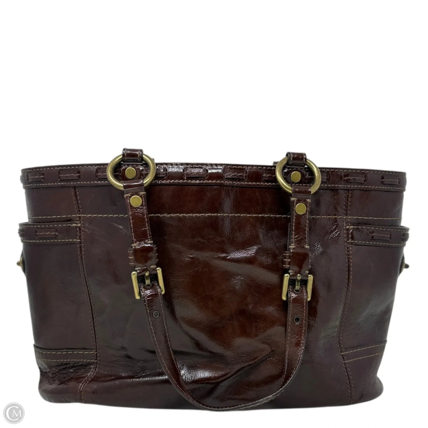 Vintage Gallery Laced Patent Tote Designer By Coach, Size: Medium