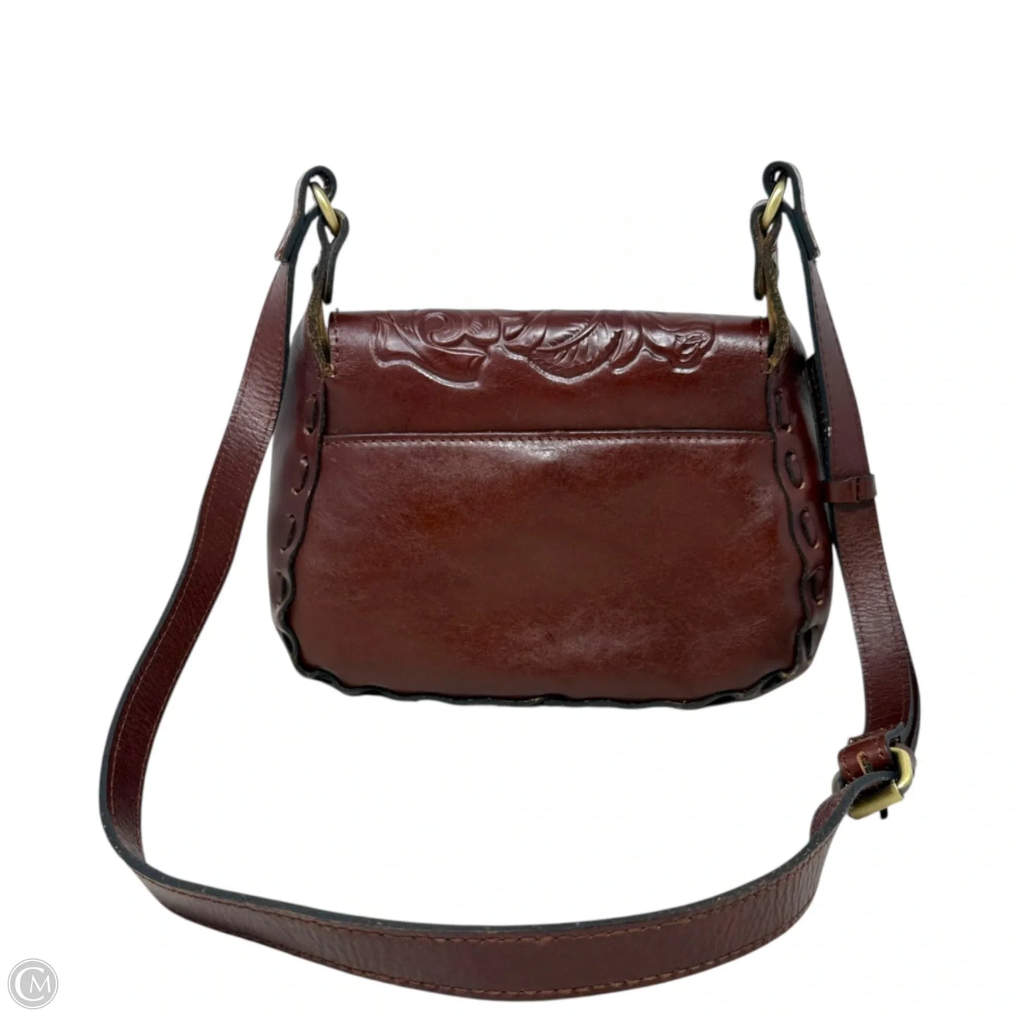 Rose Tooled Collection Lucia Crossbody Designer By Patricia Nash In British Tan, Size: Medium