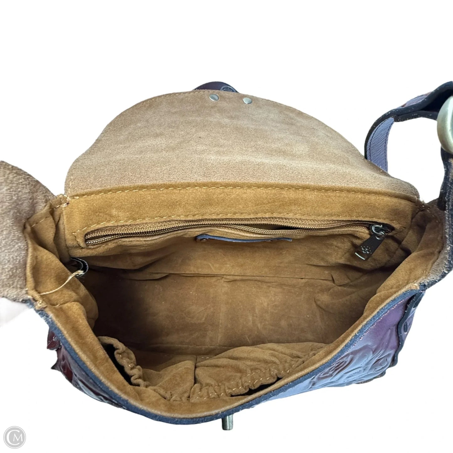 Rose Tooled Collection Lucia Crossbody Designer By Patricia Nash In British Tan, Size: Medium