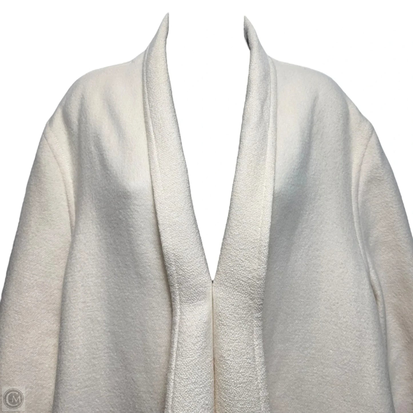 Wool Blend Coat Designer By Escada In Cream, Size: S