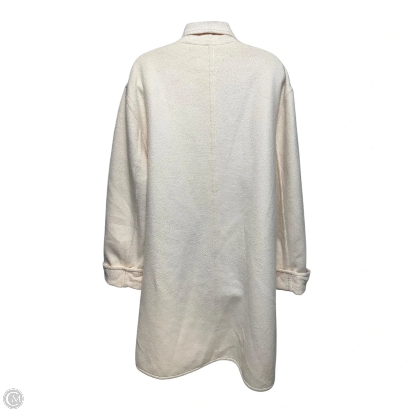 Wool Blend Coat Designer By Escada In Cream, Size: S