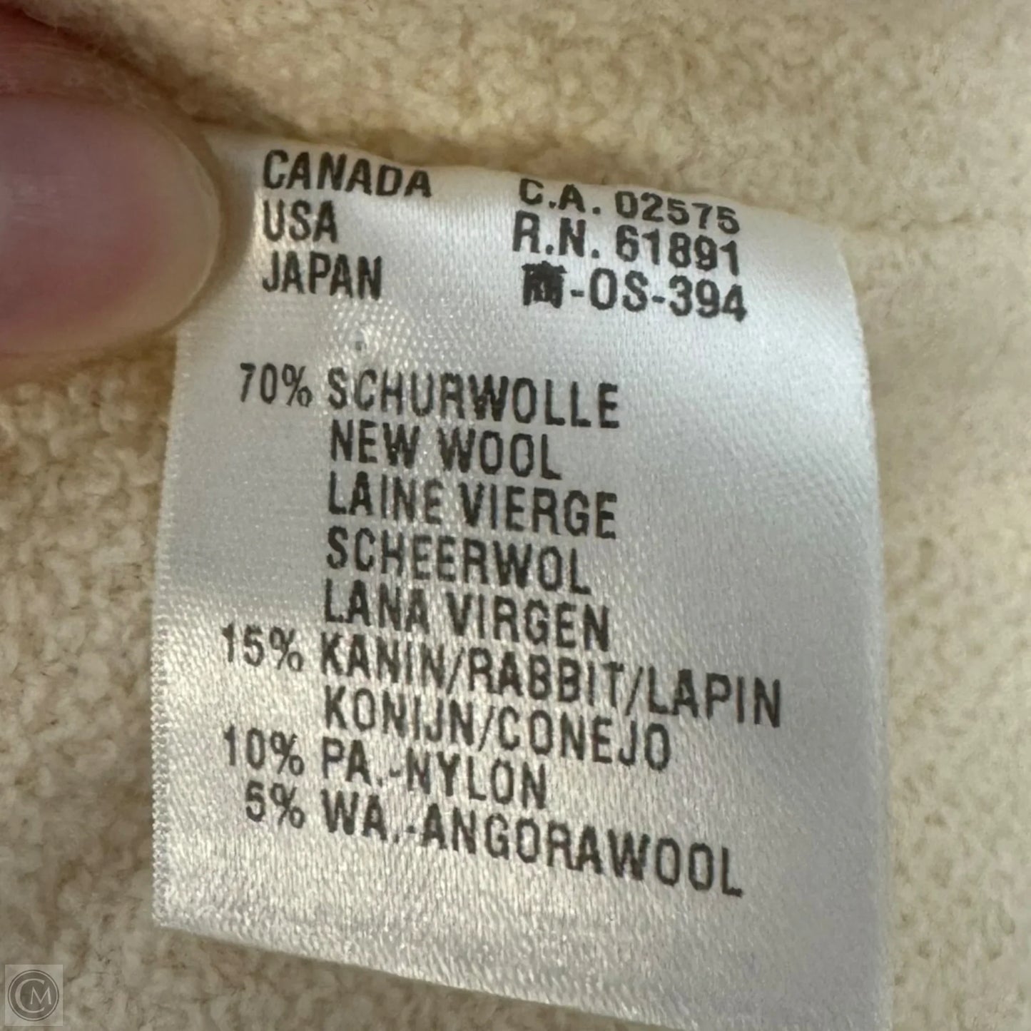 Wool Blend Coat Designer By Escada In Cream, Size: S