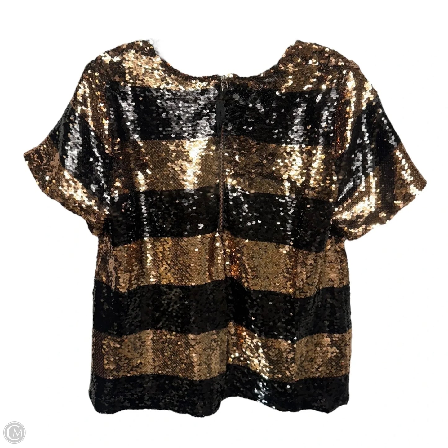 Sequin Top Short Sleeve By Maeve In Striped Pattern, Size: S