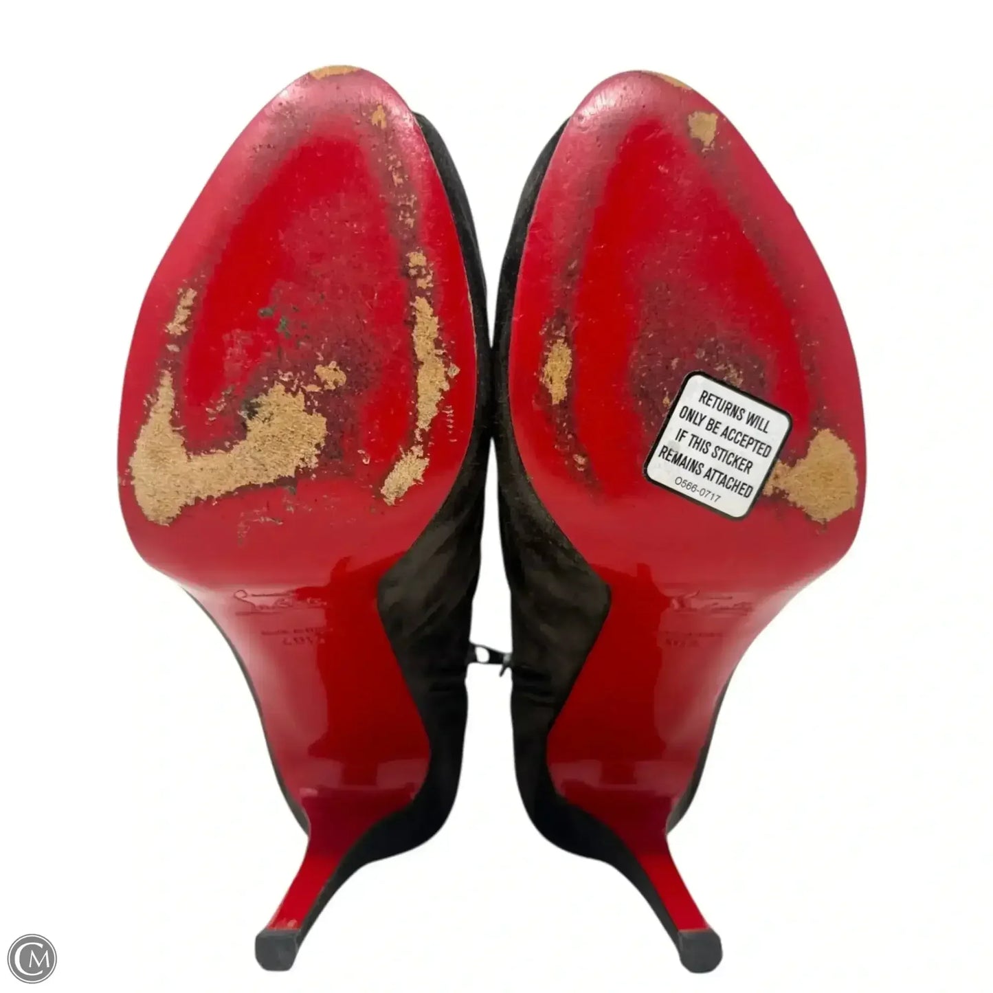 Treopli 120mm Peep Toe Ruched Booties Luxury Designer By Christian Louboutin In Grey, Size: US 10.5/IT 40.5