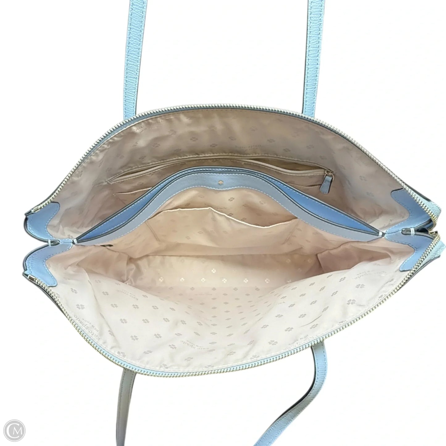 All Day Top Zip Crossgrain Leather Tote Designer By Kate Spade In Celeste Blue, Size: Medium