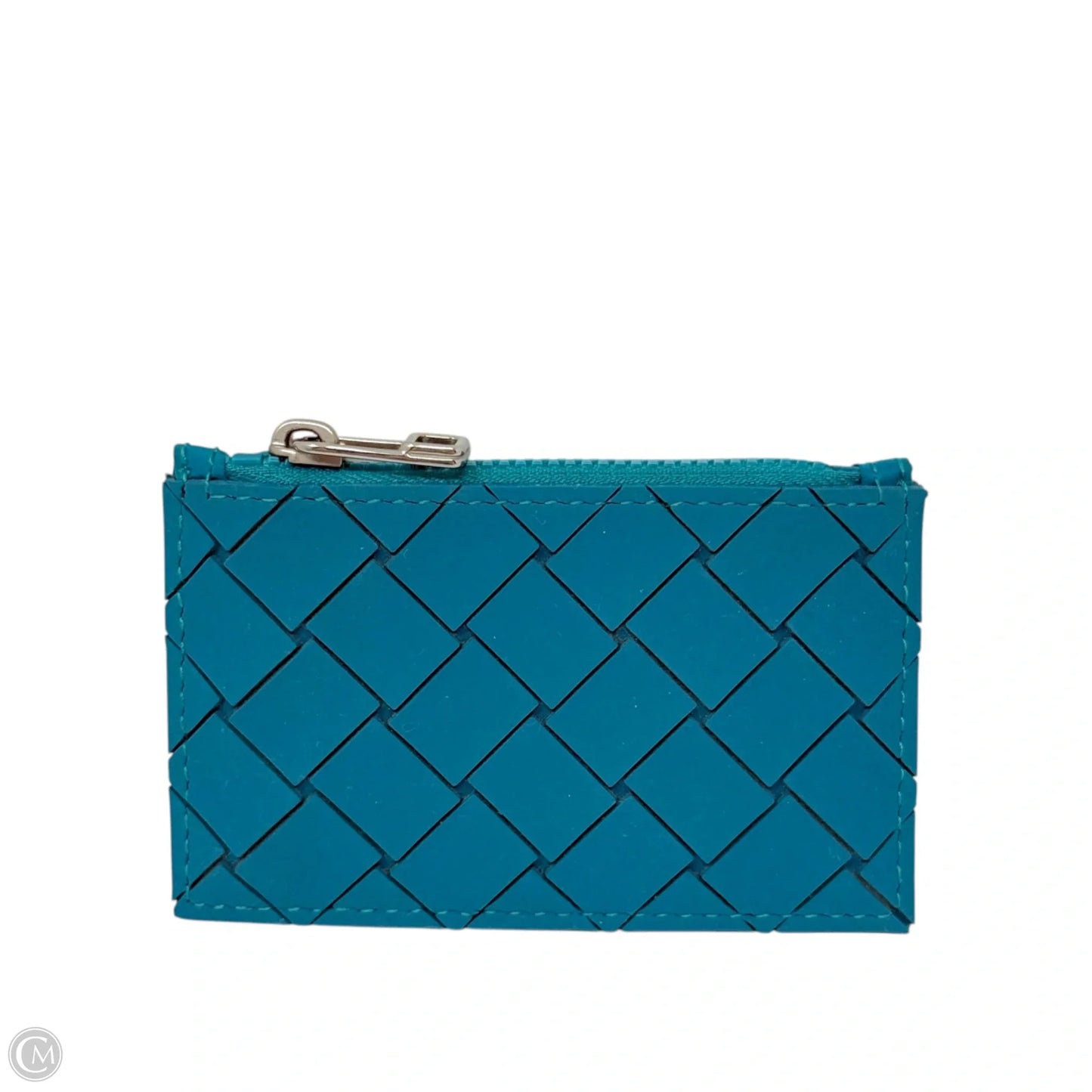 Zipped Card Case In Intrecciato Rubber & Cotton Wallet Luxury Designer By Bottega Veneta, Size: Small
