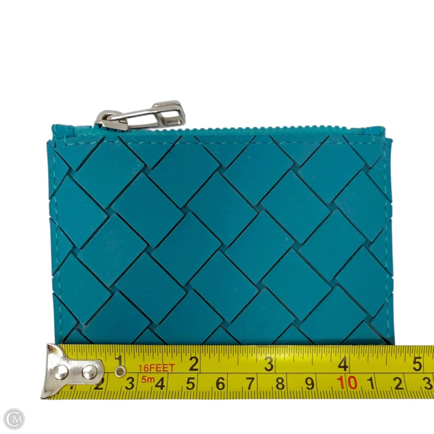 Zipped Card Case In Intrecciato Rubber & Cotton Wallet Luxury Designer By Bottega Veneta, Size: Small