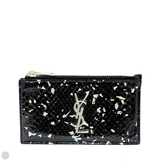 Fragments Glitter Python Card Case In Black Luxury Designer By Yves Saint Laurent, Size: Small