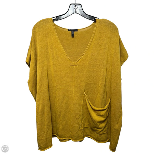 Linen Blend Top Sleeveless By Eileen Fisher In Yellow, Size: Xl