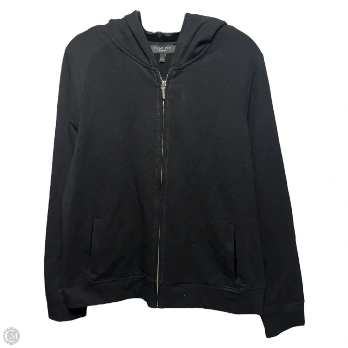 Sweatshirt Hoodie By Talbots In Black, Size: L