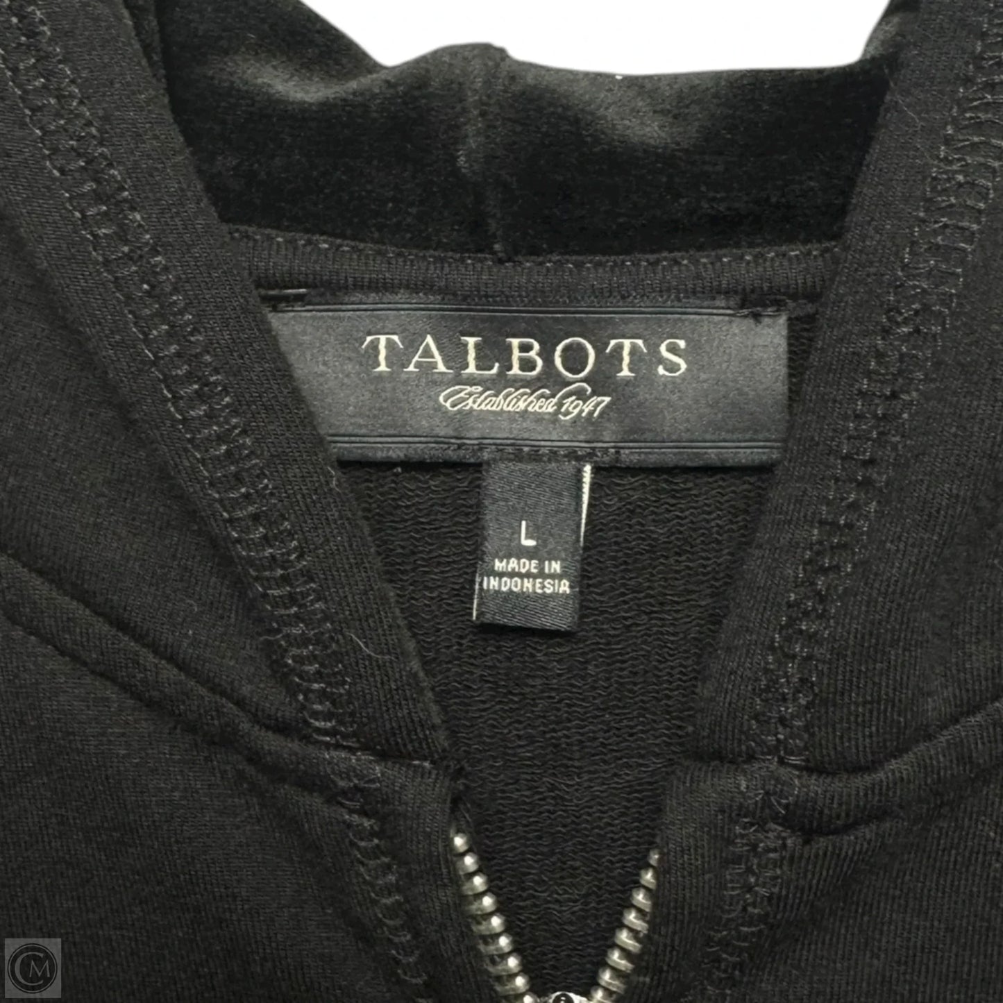 Sweatshirt Hoodie By Talbots In Black, Size: L