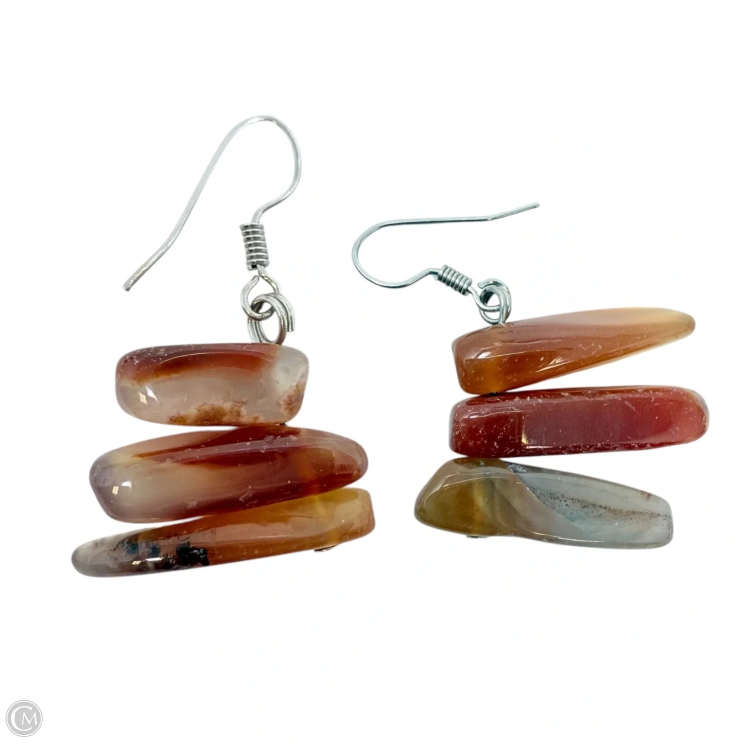 Stacked Carnelian Agate Dangle Earrings