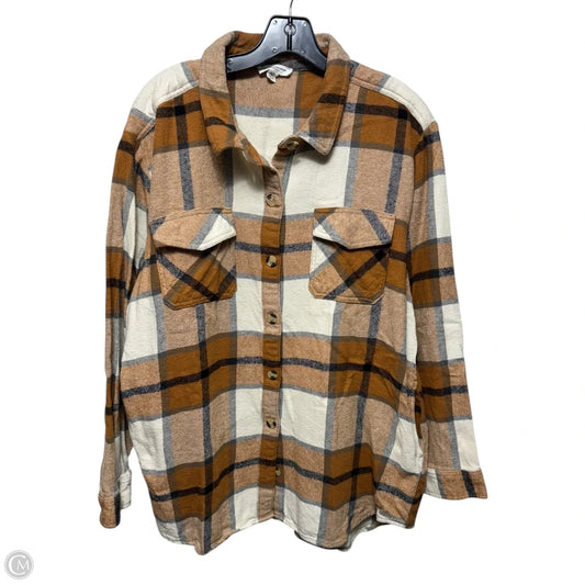 Top Long Sleeve By Beachlunchlounge In Plaid Pattern, Size: Xl