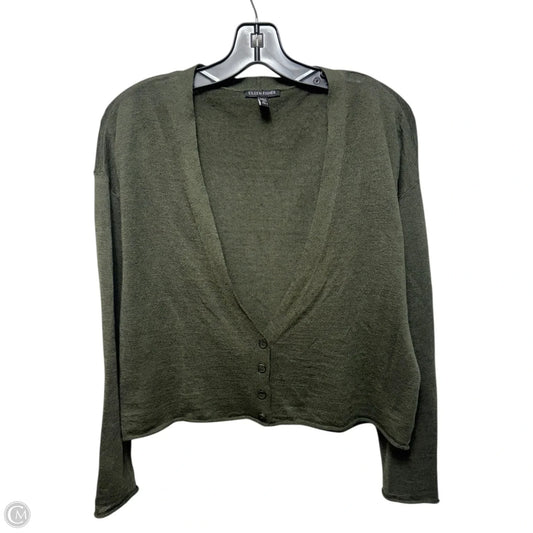 Cropped Sweater Cardigan By Eileen Fisher In Green, Size: S