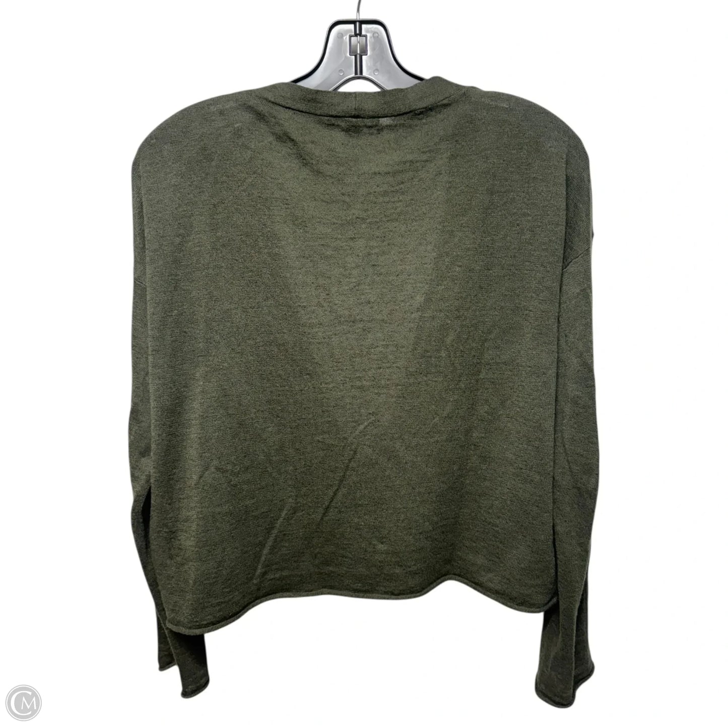 Cropped Sweater Cardigan By Eileen Fisher In Green, Size: S
