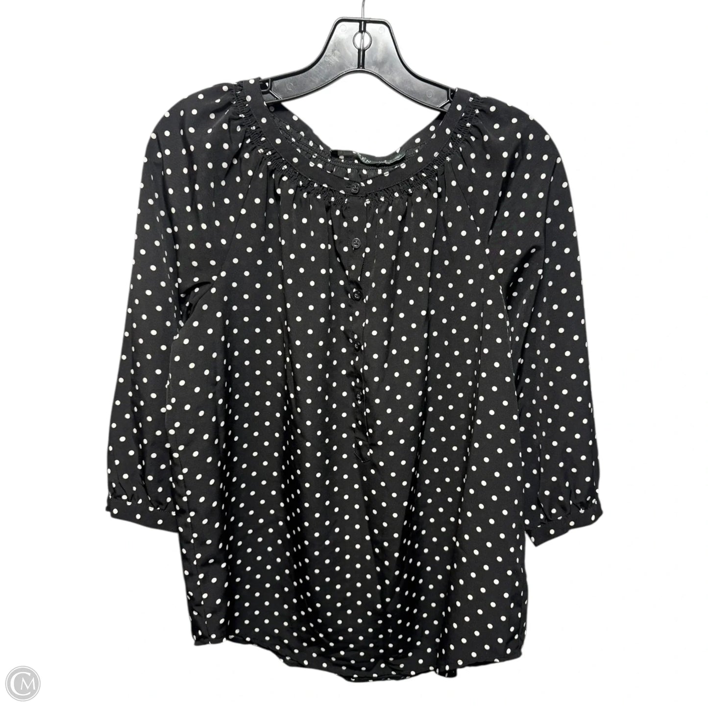 Top 3/4 Sleeve By Lauren By Ralph Lauren In Polkadot Pattern, Size: S