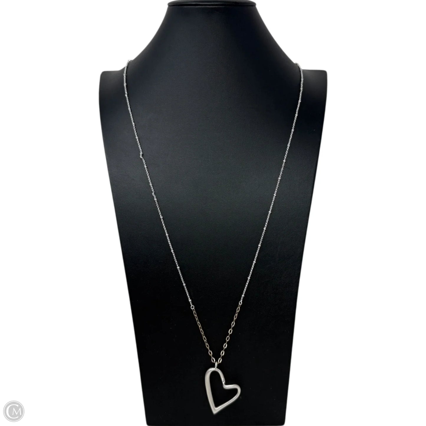 Silver Tone Heart Pendant Long Necklace By J. Jill