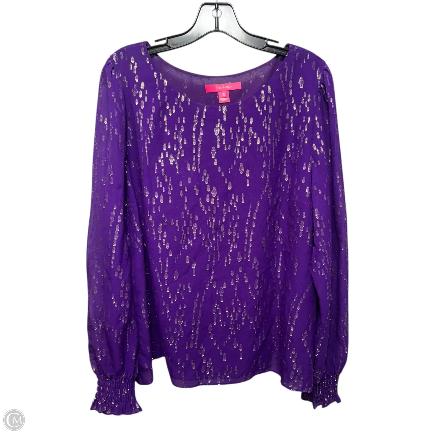 Silk & Metallic Blouse Designer By Lilly Pulitzer In Purple, Size: Xl