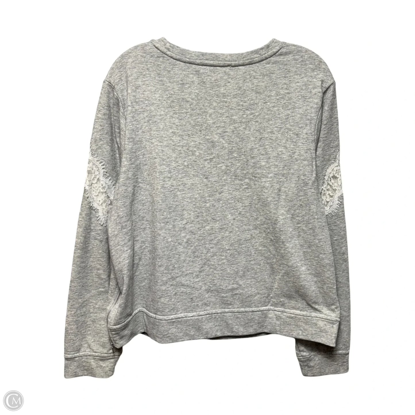 Lace Cutout Sweatshirt Designer By Milly In Grey, Size: L