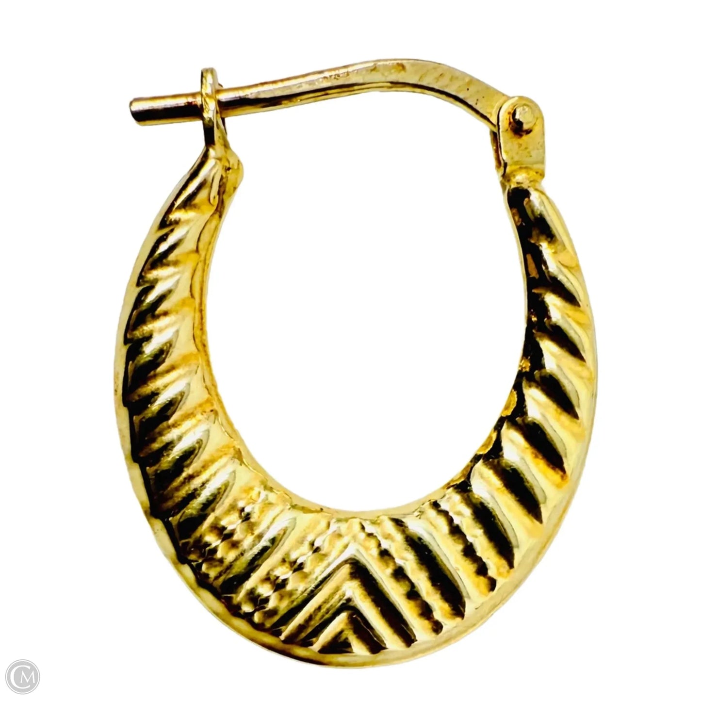 18K Yellow Gold Over Sterling Silver & Crystal Textured Hoop Earrings By Jordan