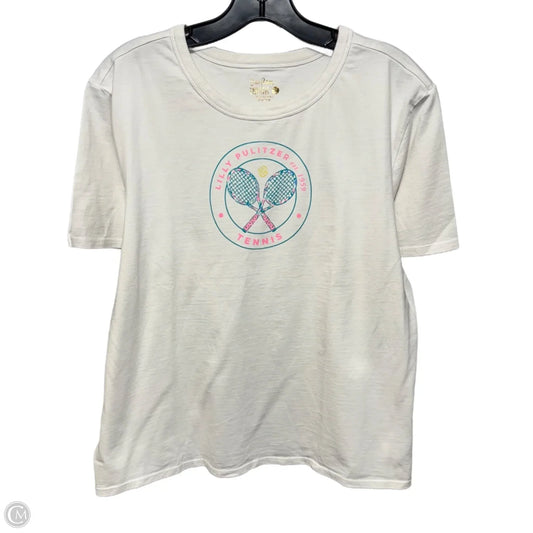 Tennis Top Short Sleeve Designer By Luxletic by Lilly Pulitzer In White, Size: L