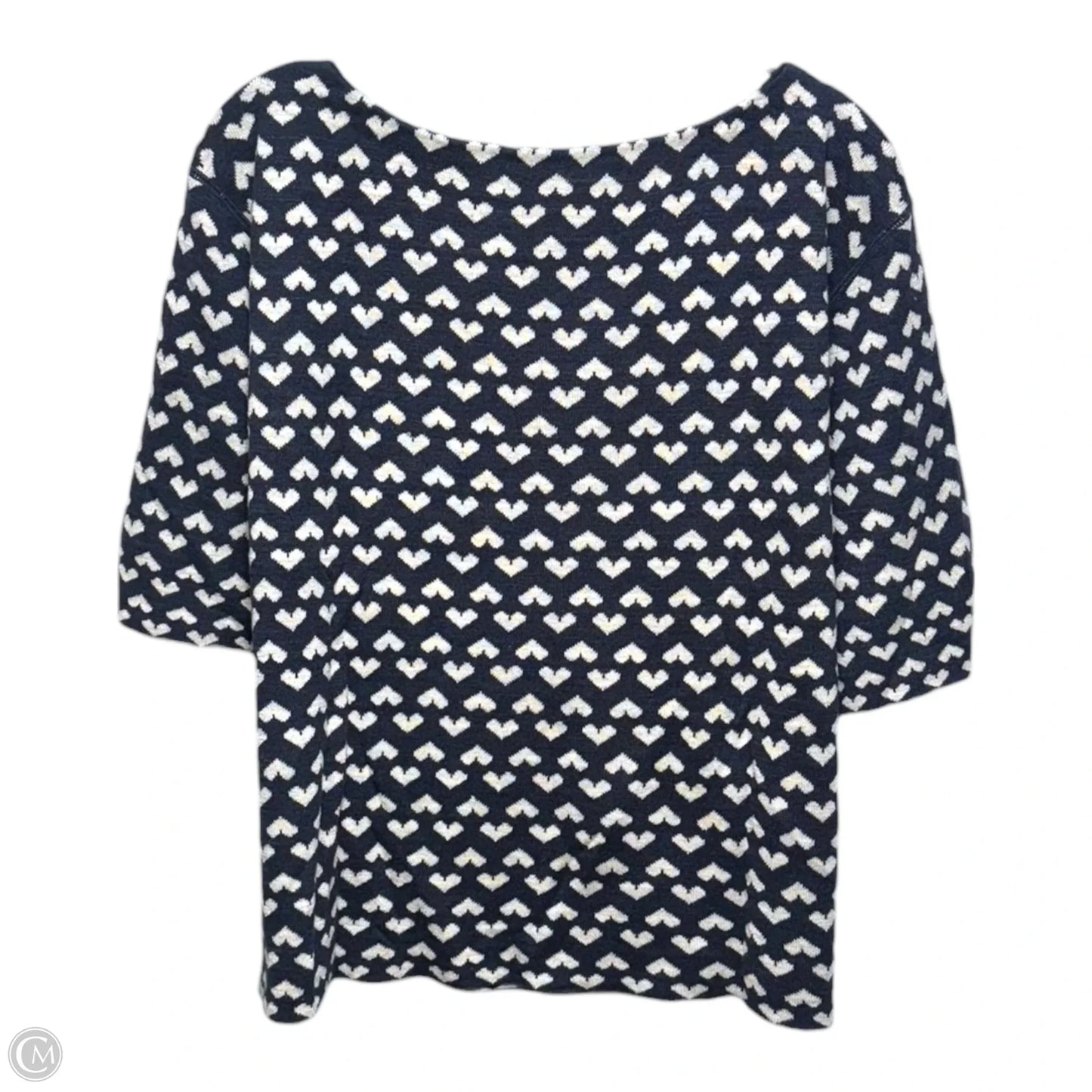 Sweater Designer By Tory Burch In Blue & Cream, Size: L