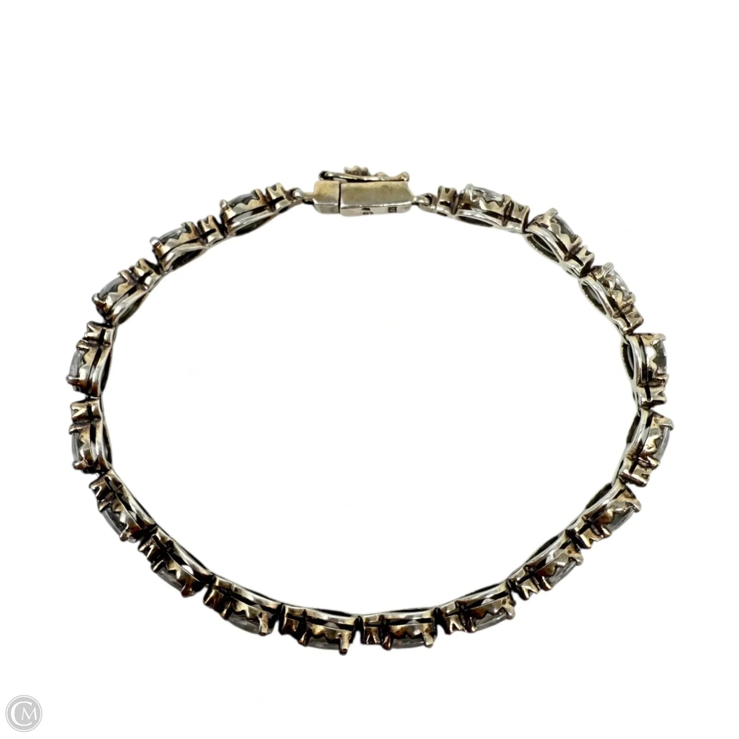 Sterling Silver & Horizontal Pear CZ Tennis Bracelet