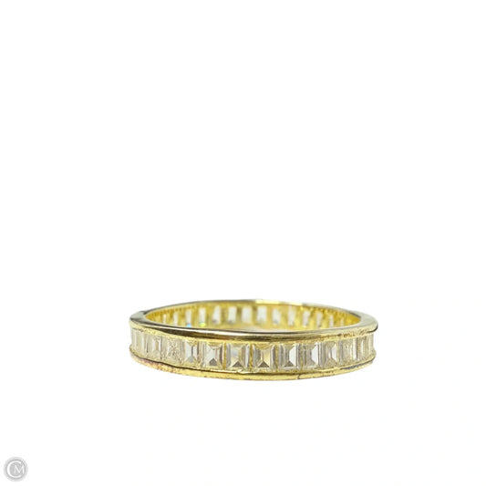 Gold Over Sterling Silver Channel Set Baguette CZ Eternity Band Ring, Size: 7