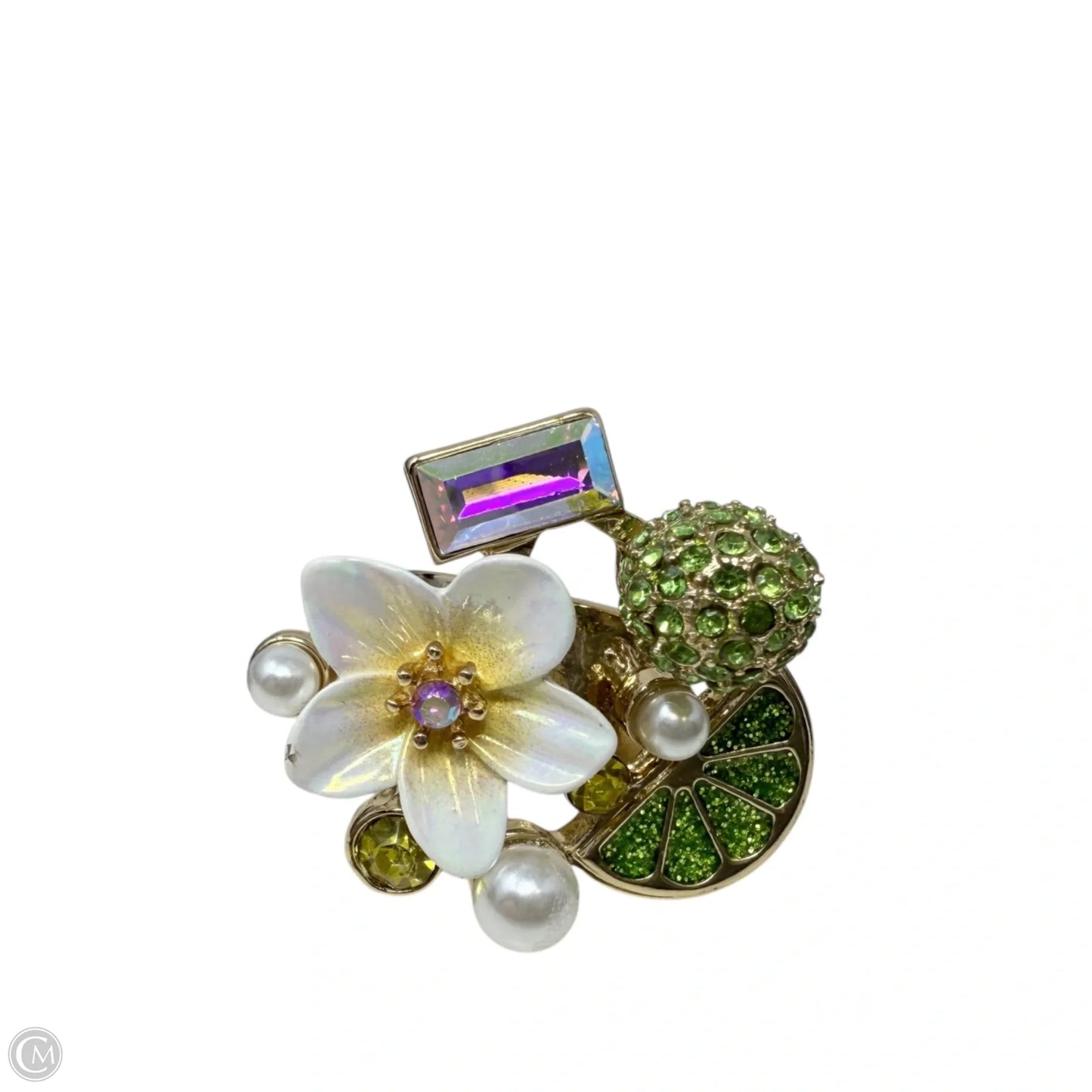 Fruit Flower Rhinestone Cluster Ring By Betsey Johnson, Size: 7.5