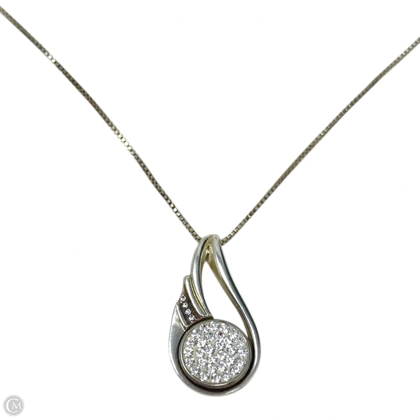 Sterling Silver & Crystal Teardrop Pendant Necklace