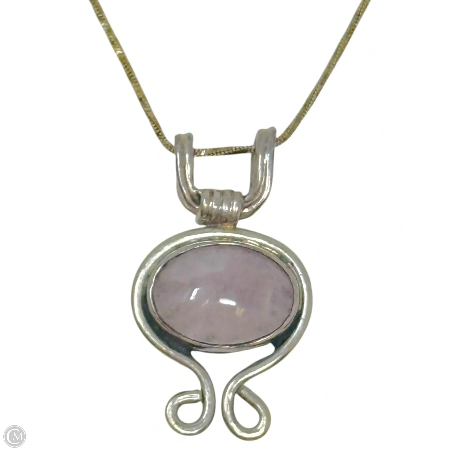 Vintage Mexican Sterling Silver & Rose Quartz Pendant Necklace