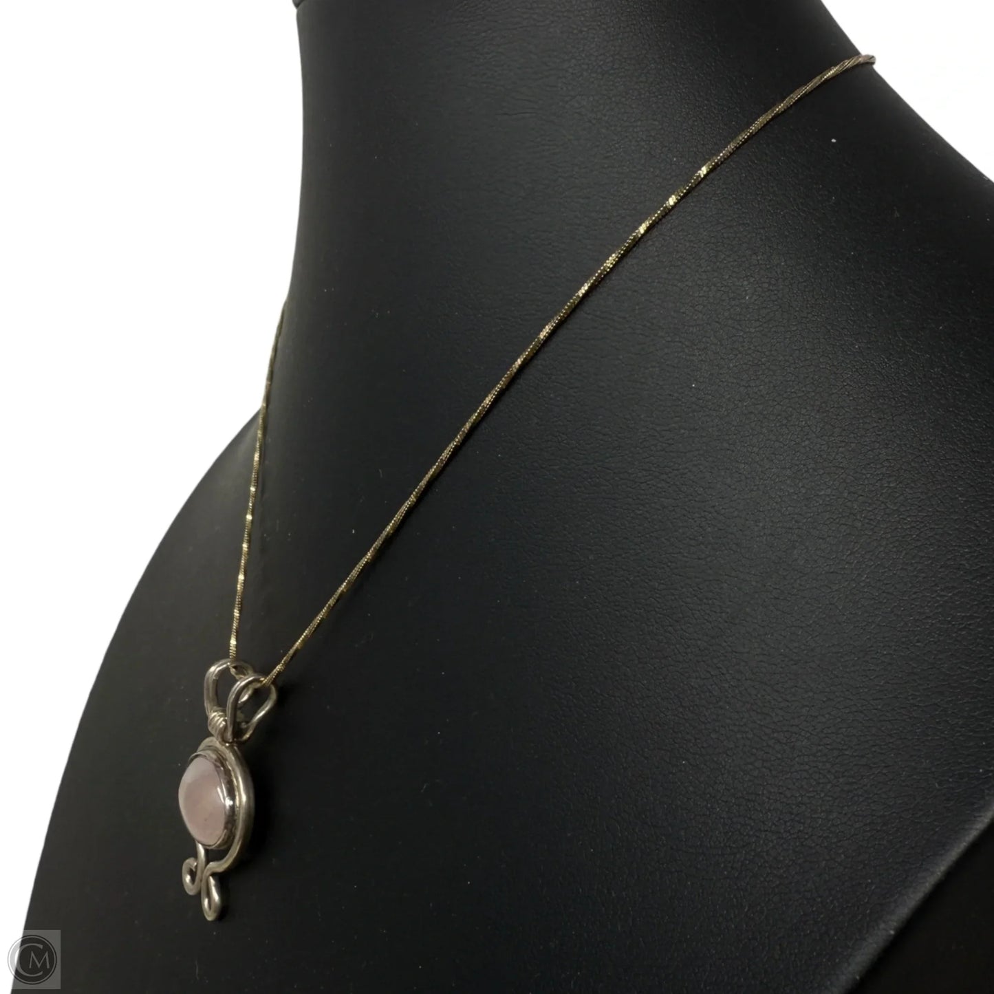 Vintage Mexican Sterling Silver & Rose Quartz Pendant Necklace