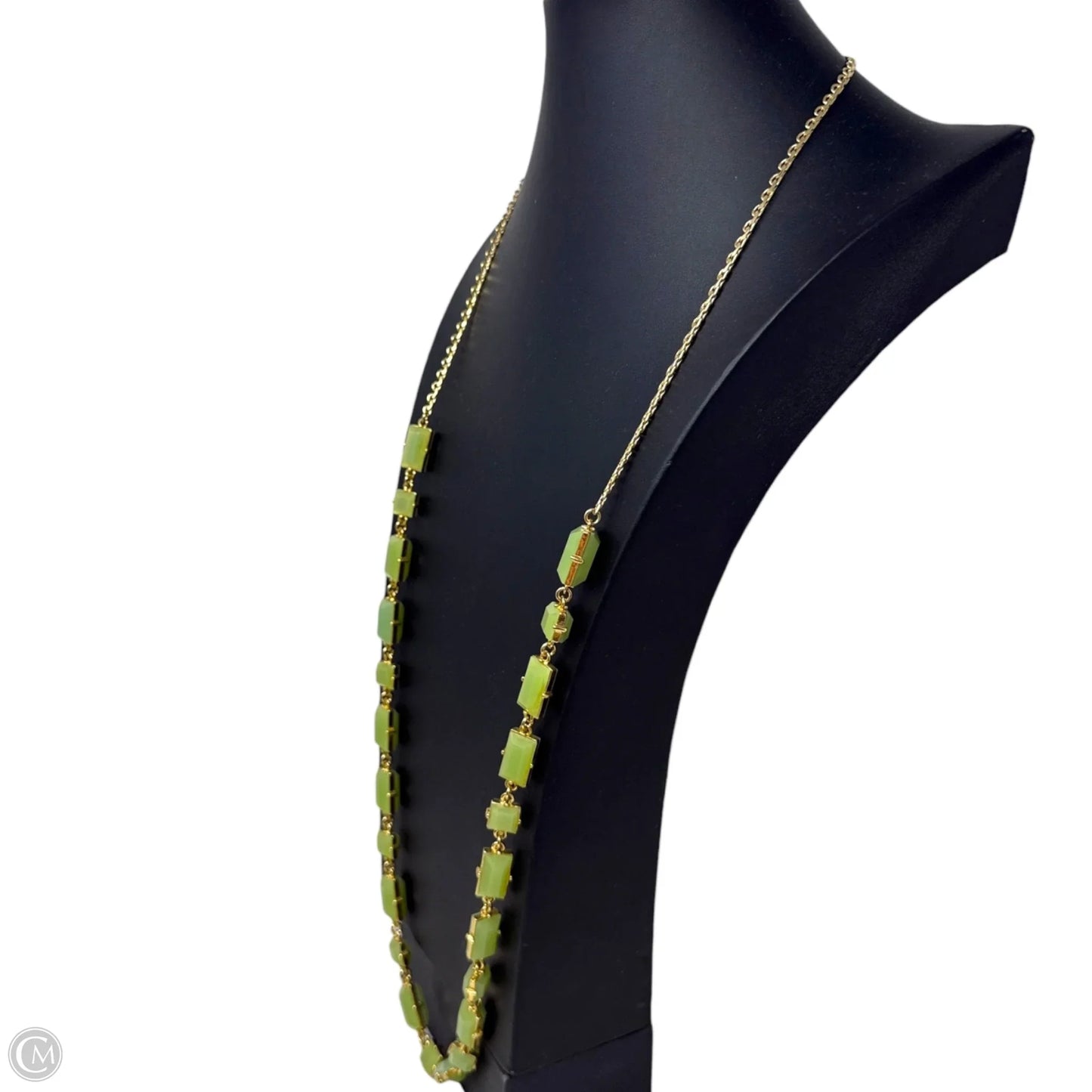 Gold Tone Green Crystal Station Necklace Designer By Kate Spade