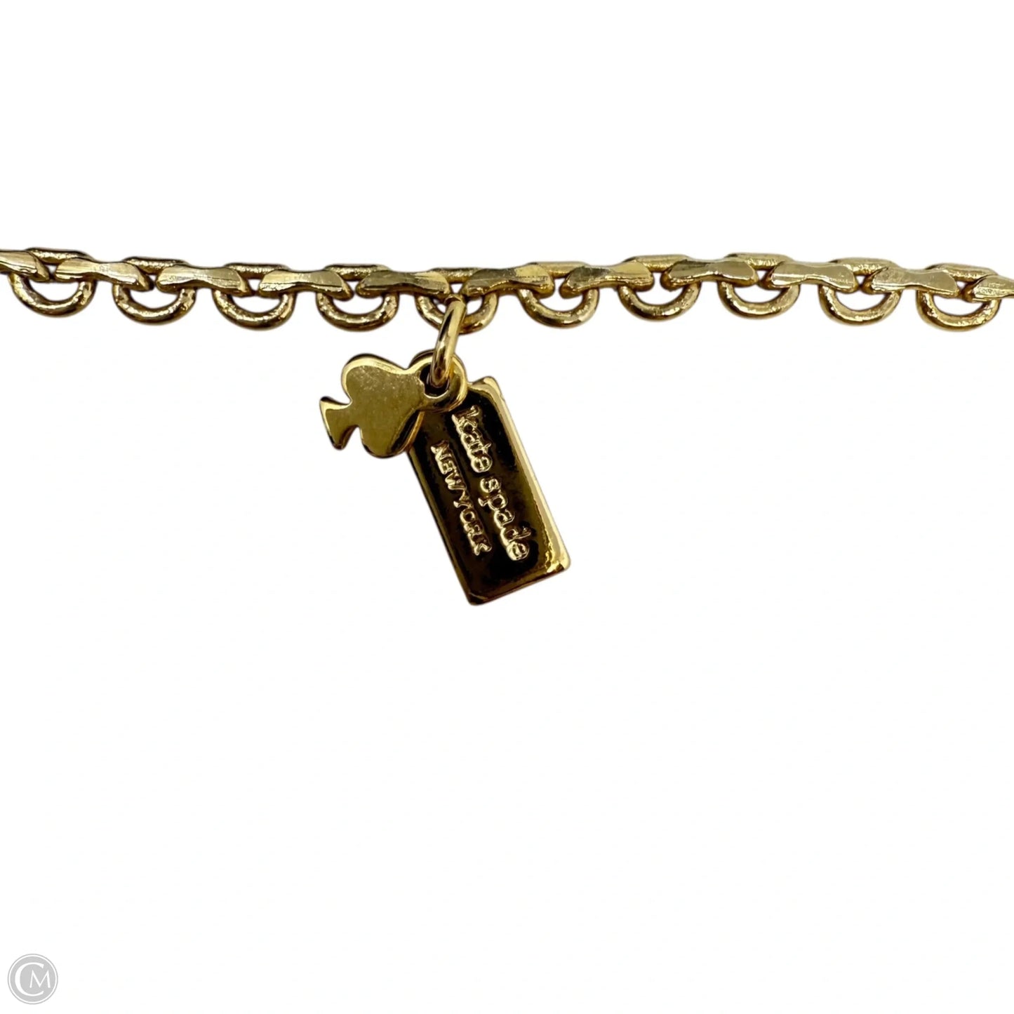 Gold Tone Green Crystal Station Necklace Designer By Kate Spade