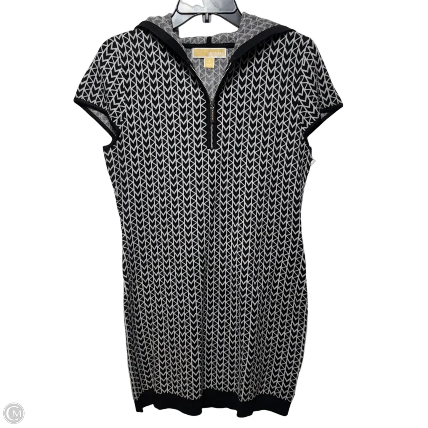 Hooded Dress Sweater By Michael By Michael Kors In Black & White, Size: M