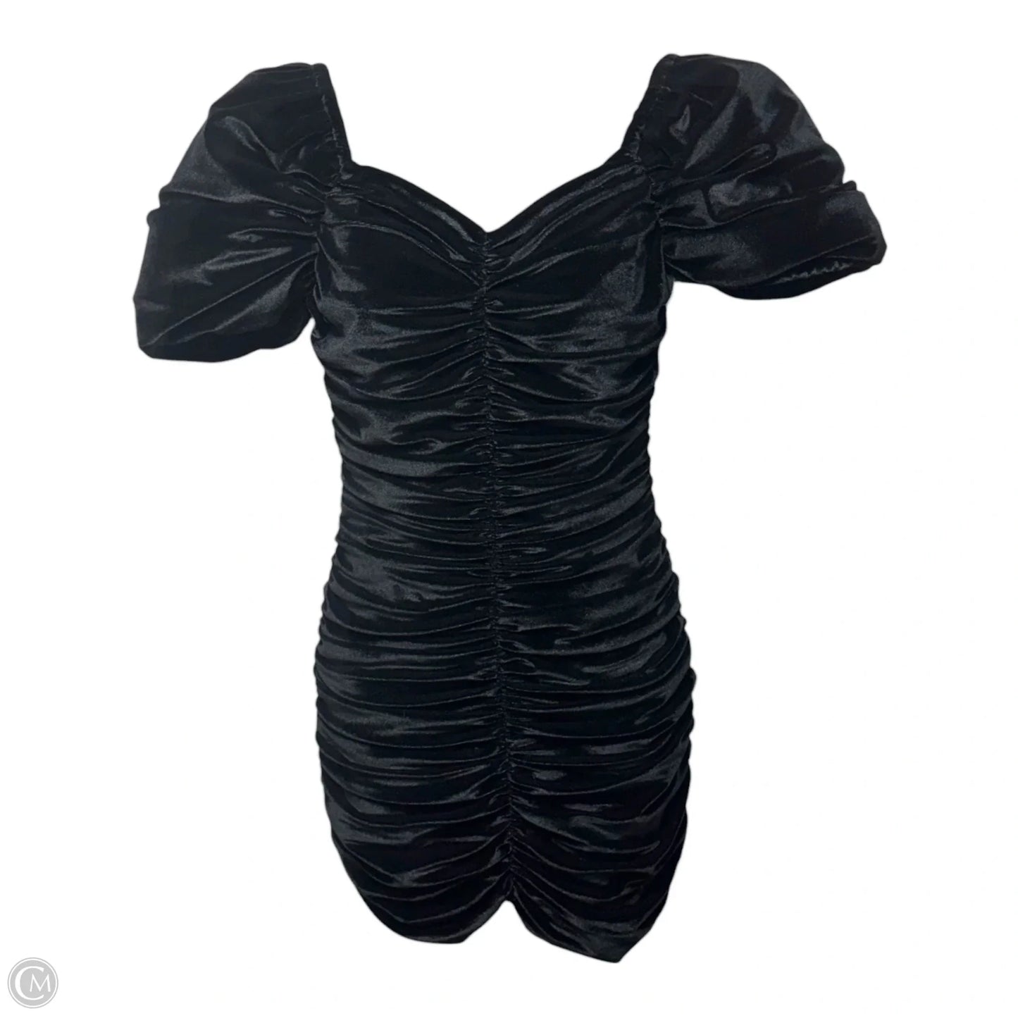 RUCHED PUFF-SLEEVED MINI DRESS By Hutch In Black, Size: 2