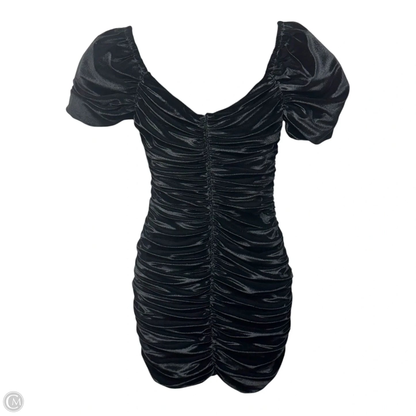 RUCHED PUFF-SLEEVED MINI DRESS By Hutch In Black, Size: 2