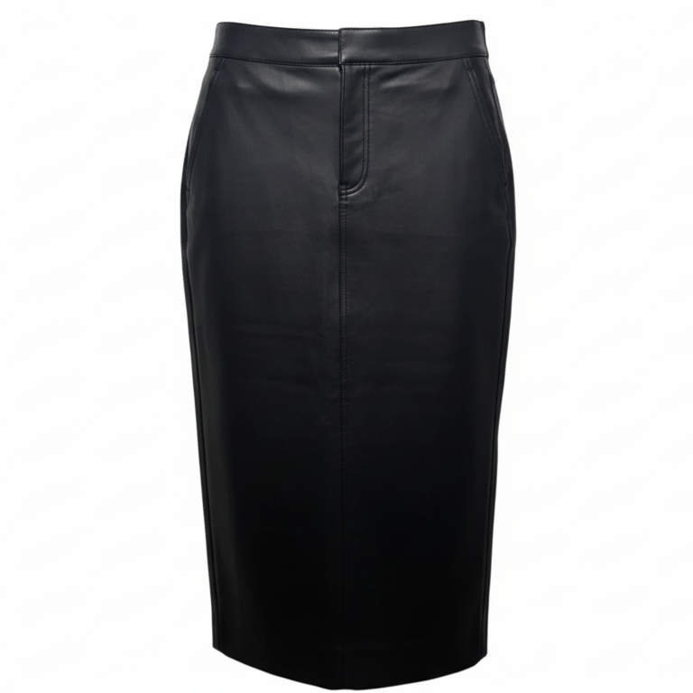 Faux Leather Midi Skirt By Express In Black, Size: 2