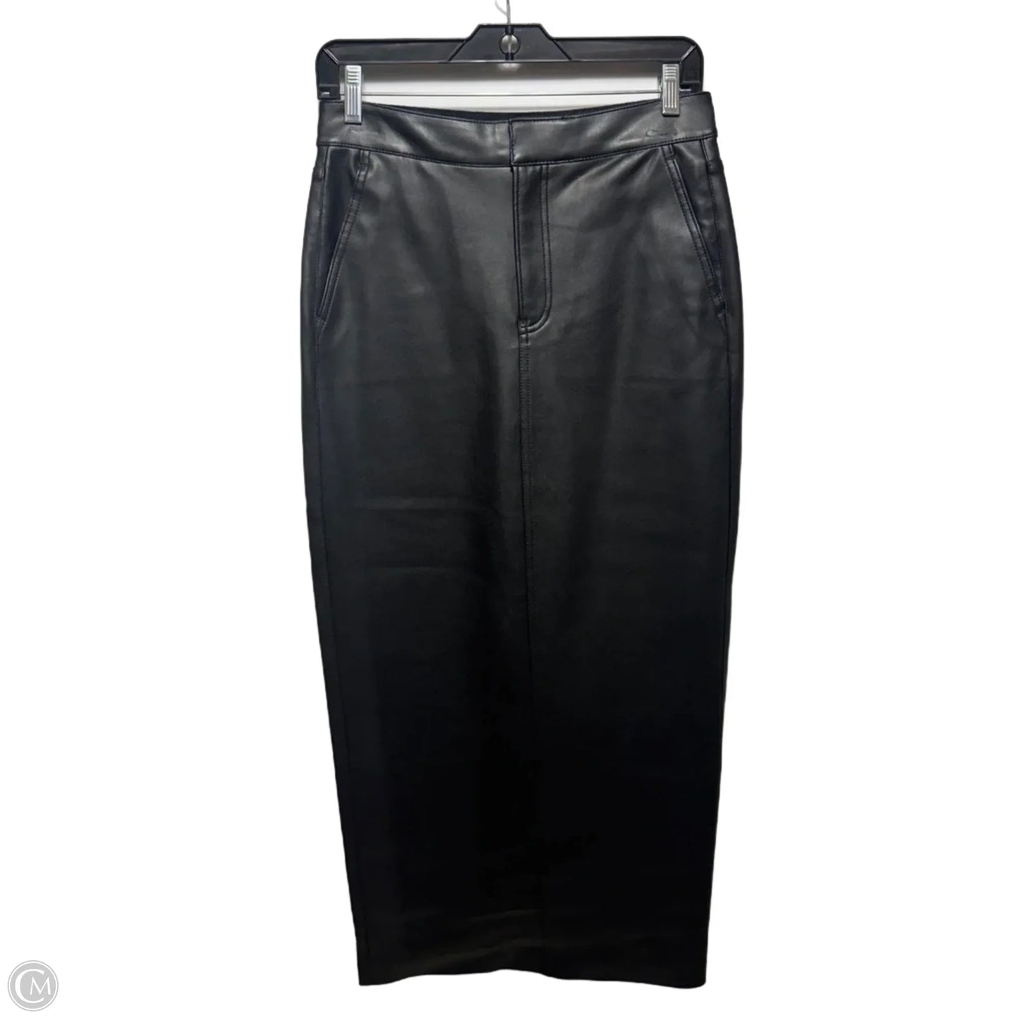Faux Leather Midi Skirt By Express In Black, Size: 2