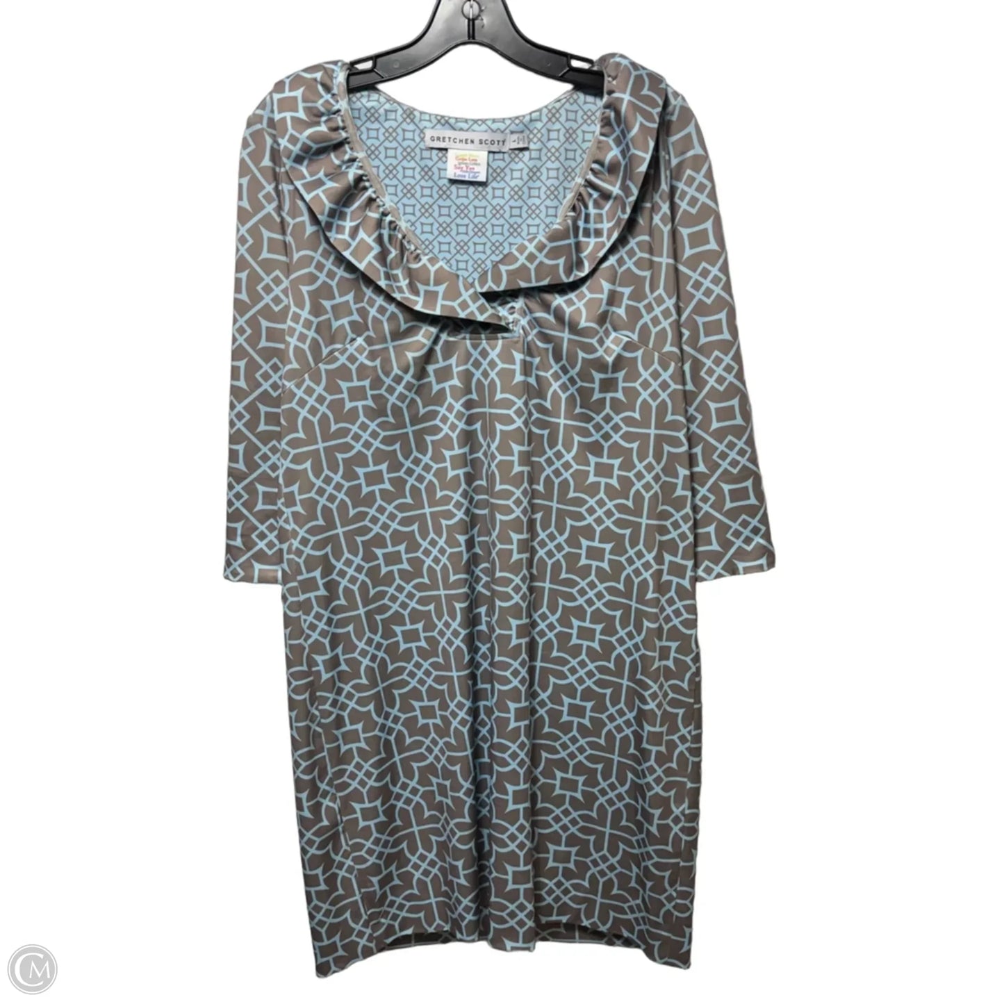 Ruffneck Jersey Dress By Gretchen Scott In Blue & Brown, Size: L
